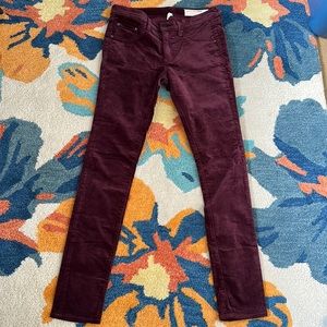 Rag & bone skinny velvet pants 28